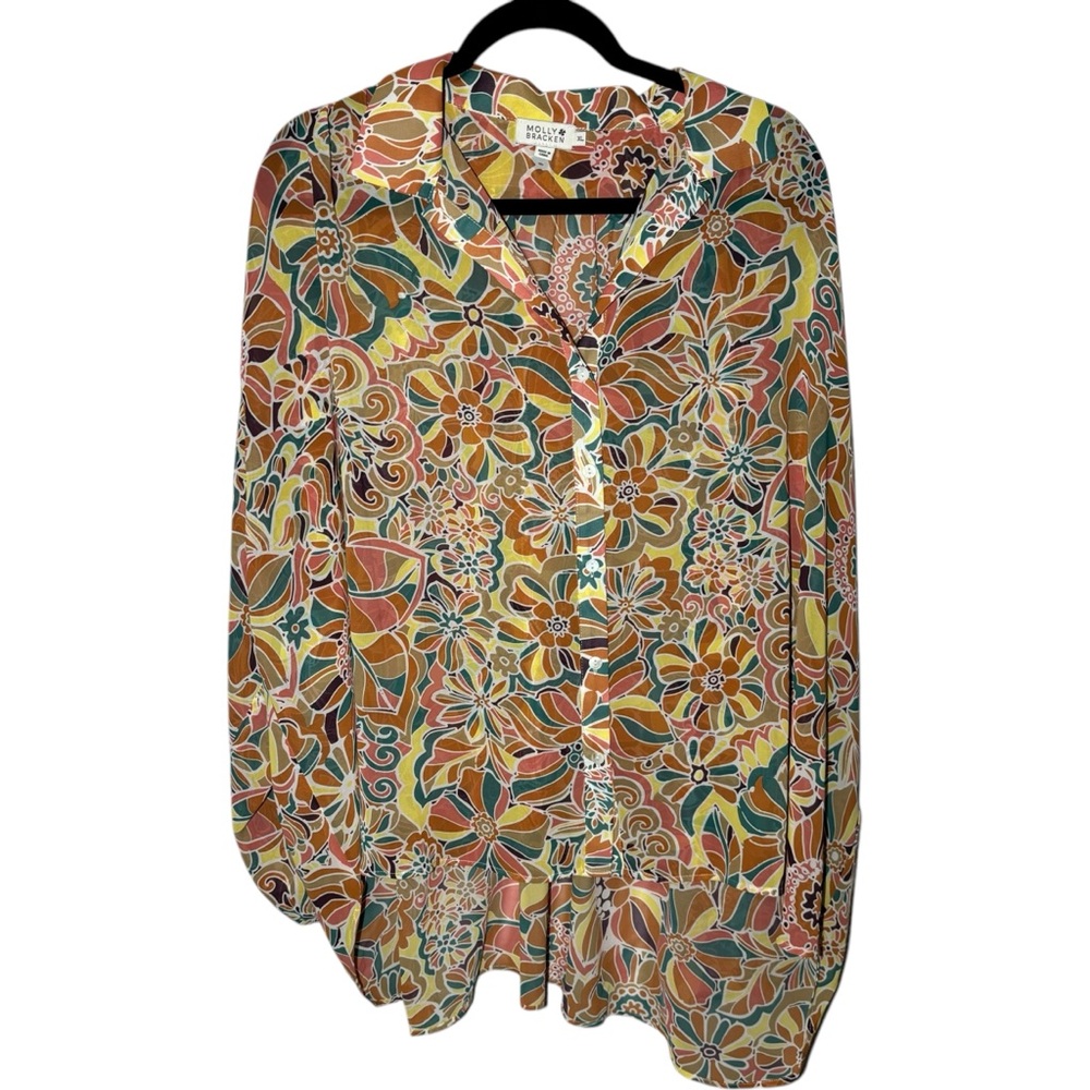 Molly Bracken Blouse Floral Long Sleeve Collared